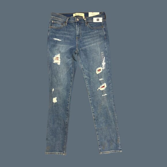 Gap 1969 Womens Real Straight Distressed Blue Jeans Size 28R - Picture 1 of 3